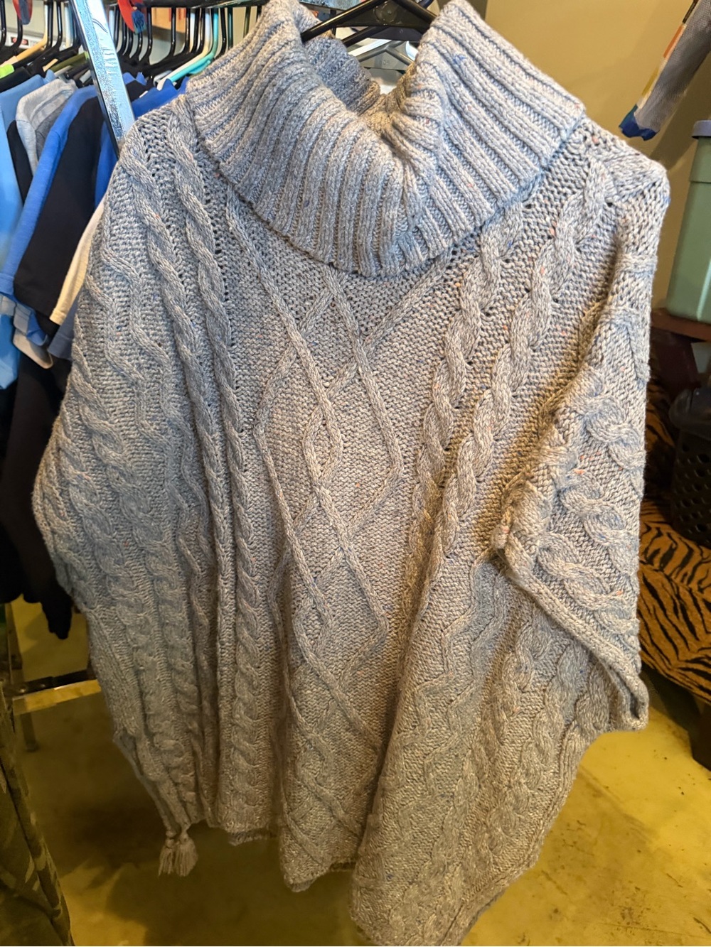 Sonoma Light Gray Cable Knit Turtleneck Sweater